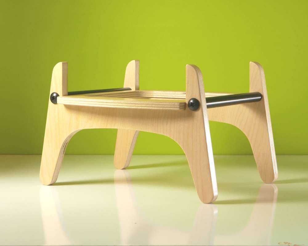 modern computer stand made from Baltic birch wood and aluminum